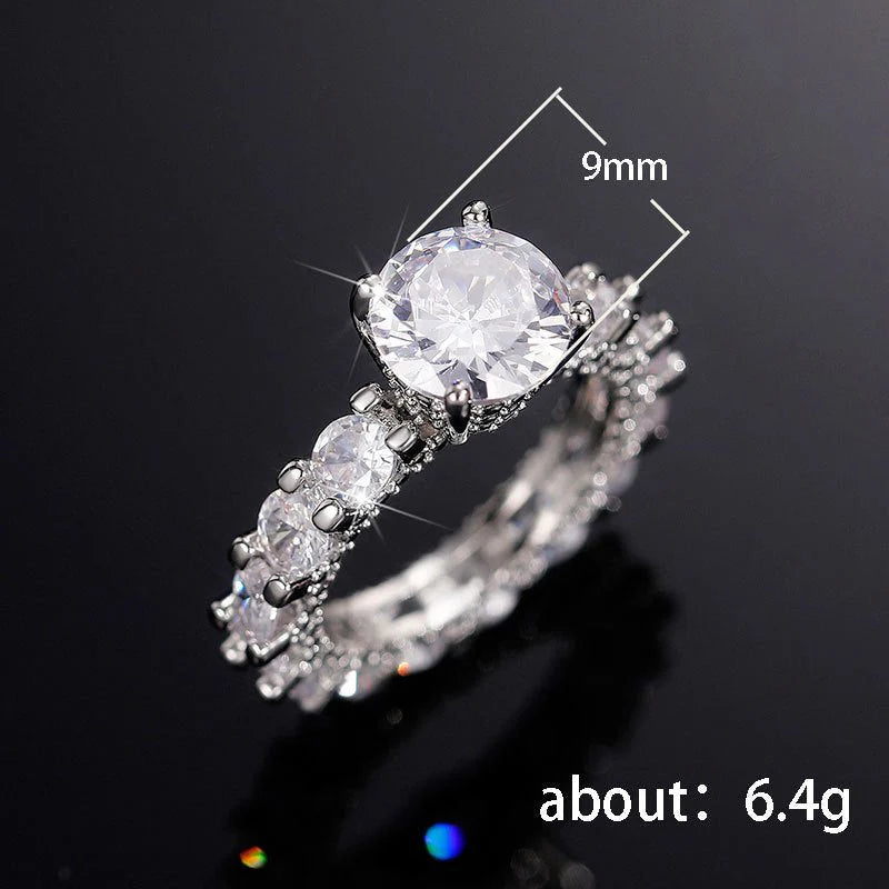 Copper Inlaid Zircon Ring Women