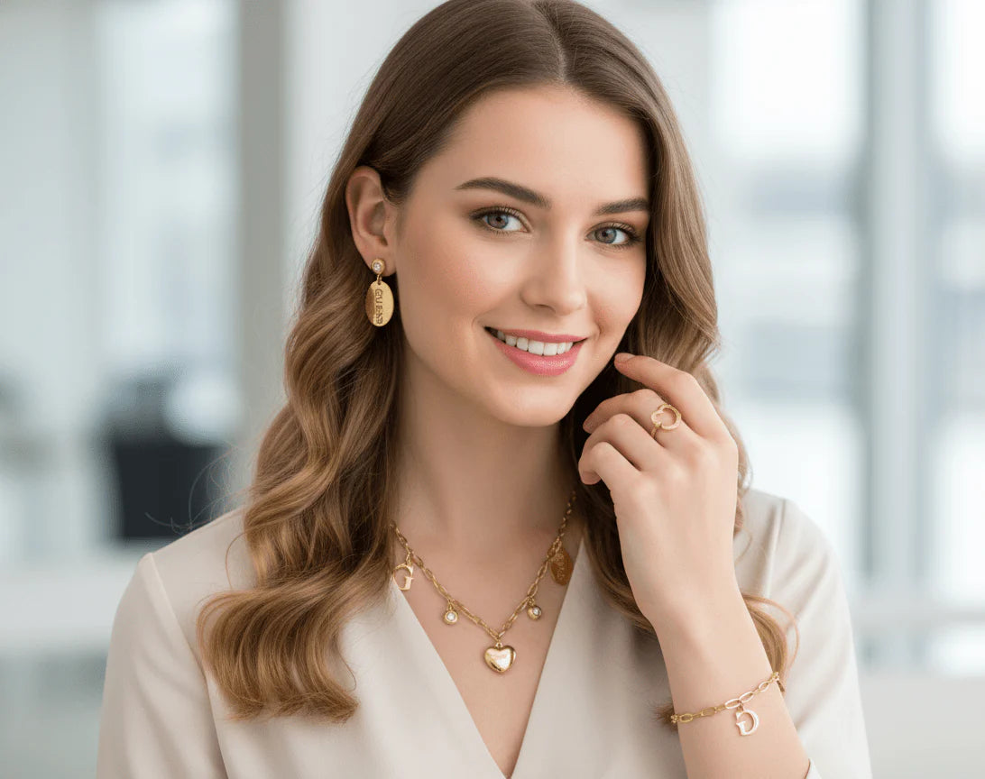 Guess Heart Charm Jewelry Set